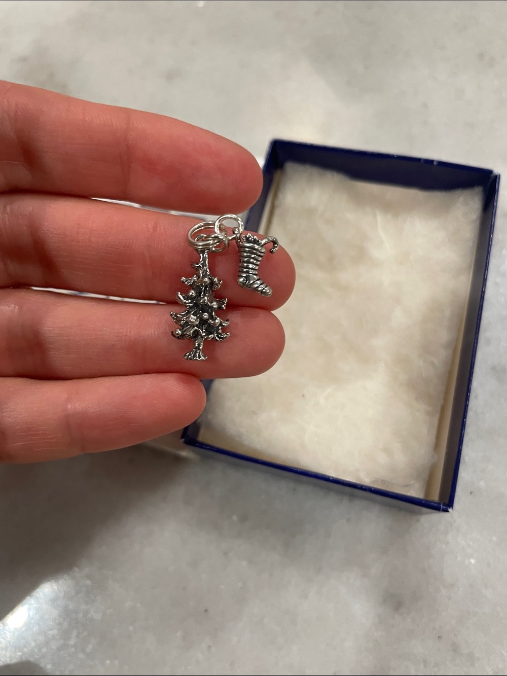 Sterling Silver Christmas Tree and Stocking Charms